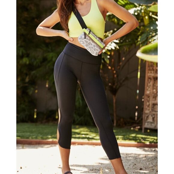 Free People Movement Womens Gray High Rise Cutout Cropped Leggings Sz L New - Picture 9 of 11